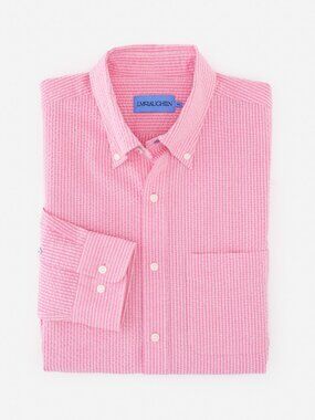 J McLaughlin Belvedere Cotton Seersucker Shirt in Stripe NEW